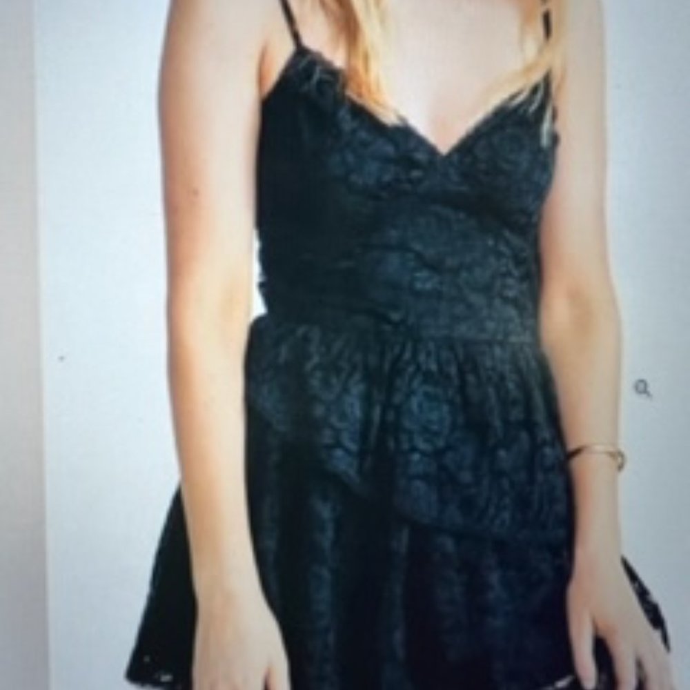 LoveShackFancy Black Lace Hopely Mini Dress